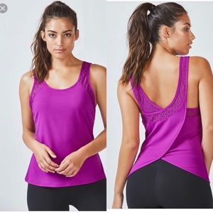 Cute bright purple Fabletics workout tank